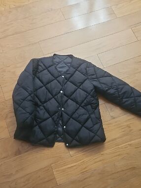 Quilted Black Snap-Front Jacket